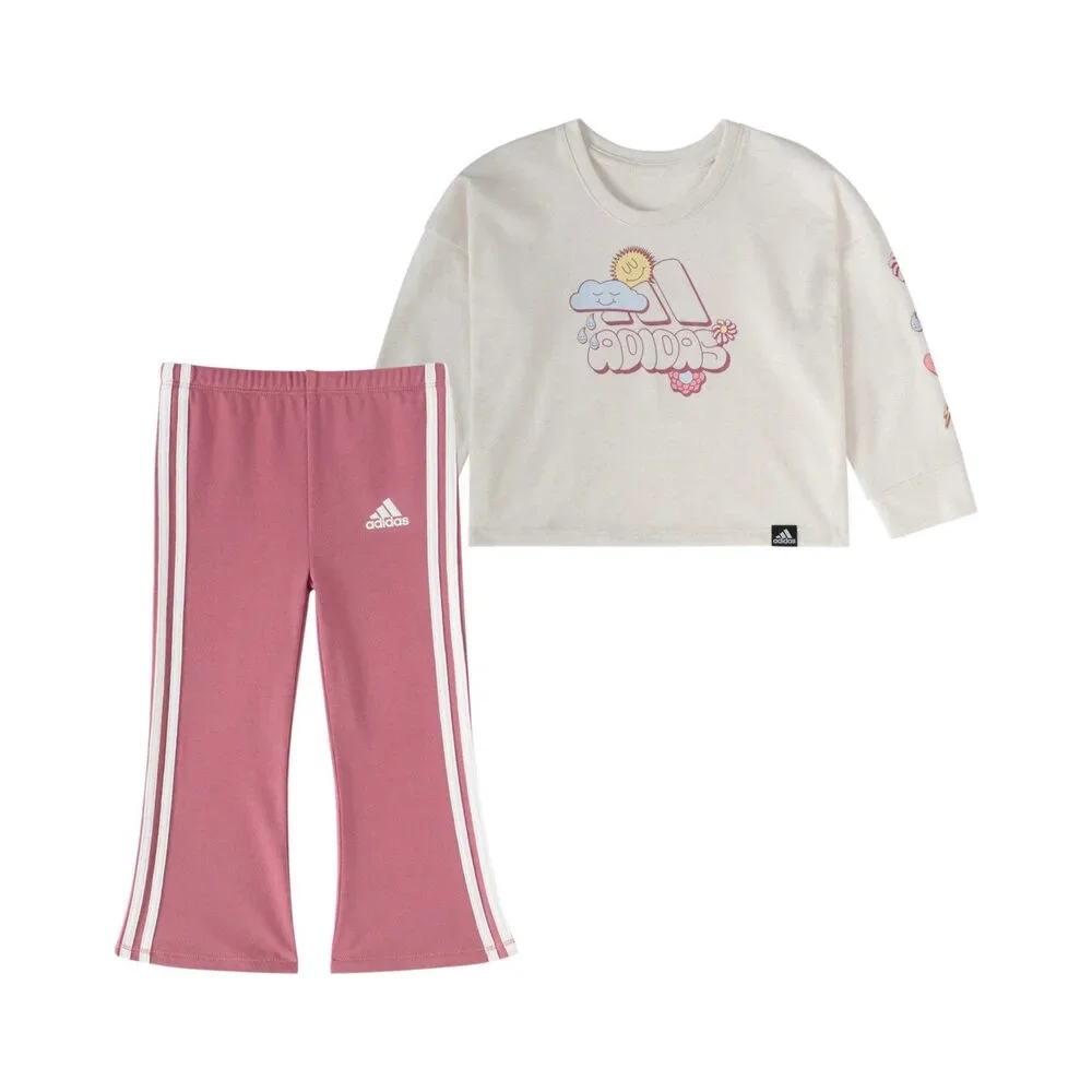 Adidas Girls Long Sleeve Tee and Flare Pant Set 24M